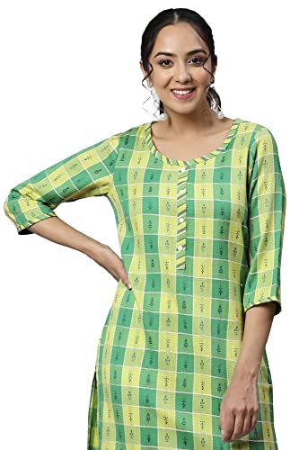 Image of Aurelia Women's Cotton Blend Regular Fit Geometric Print Kurta