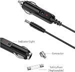 LIANSUM DC 12V 2A Chargeur de voiture Cord d'alimentation universel 5,5x2.1mm à allume-cigarette avec 8 Connecteur pour DVD Joueur, GPS, Haut-parleurs Bluetooth, Pompe à sein, fabricant d'étiquettes, Caméra, routeur, CD Joueur 5FTCable