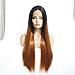 Produktbild Black gradient golden brown long straight hair, 20inch, front lace wig, artificial hair, chemical fiber high temperature silk, used for women's daily wear