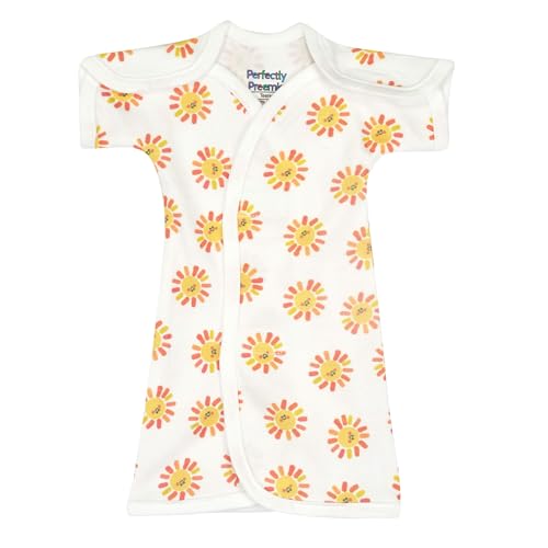 Open-Shoulder Short-Sleeve Cotton NICU Gown - Newborn (5-8lbs)