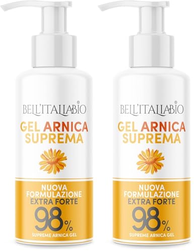 Árnica para Caballos Uso Humano 98% Natural y Fórmula Profesional, Gel Concentrado Fuerte de Árnica 100 ml - BELL'ITALIABIO (Paquete de 2)