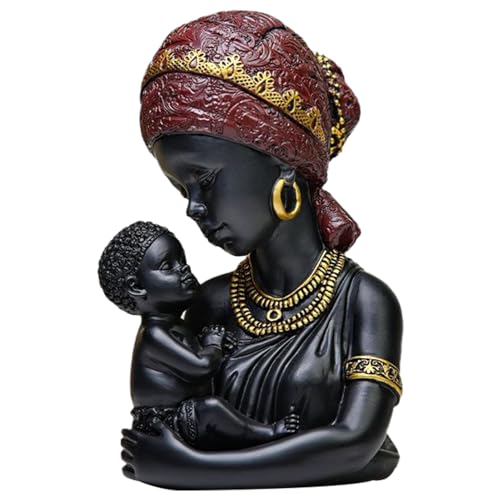 Statues africaines de mère et d'enfant, Statues africaines pour décoration d'intérieur, décorations Modernes en résine Noire en Forme de Buste pour...
