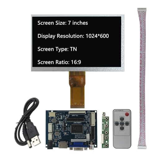 Image of 7-Inch 1024x600 Portable LCD Display Screen Kit with HDMI /VGA /AV Inputs - DIY Monitor for PC, Raspberry Pi, Orange Pi, Gaming Consoles, Car & Industrial Use