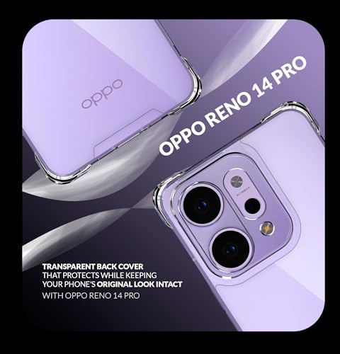 Image of ShieldTech Back Cover Case + Screen Protector for Oppo Reno 14 Pro 5G | Transparent Mobile Phone Back Case Cover for Oppo Reno 14Pro | Reno 14 Pro 5G TPU Transparent Back Cover Case