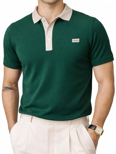 Image of Veirdo Men's Polo T-Shirt Regular Fit, Half Sleeve Contrast Collar Tee, Solid Color Summer Wear, Comfortable Travel, Casual & Office Styling (Sizes S-2XL)