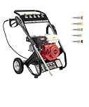 Goddlgjik 190 Bar Idropulitrice a Scoppio 4 Tempi 7,5 CV Idropulitrice Professionale Portatile con 5 ugelli | Pulitrice ad alta Benzina Auto Giardino Autoadescante con tubo da 10 m | 2200 PSI 2.3 GPM