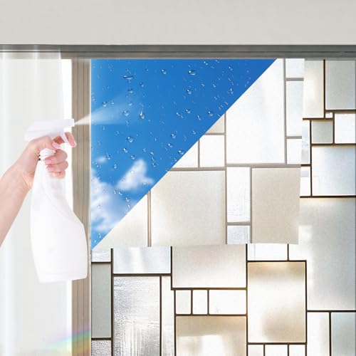 Image of Nuxovilar Gothic White Glass Lattice Pattern Window Film 17.5x39.3 in PVC | Gothic White, Lattice Cling geometric glass sticker, privacy wrap for bathroom office bedroom (White Lattice)