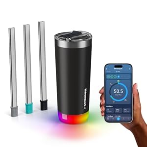 Hidrate Spark PRO Smart Tumbler Bundle – Insulated Stainless Steel – Tracks Water Intake with Bluetooth, LED Glow Reminder When You Need to Drink – 20oz, Black + 3 Straws