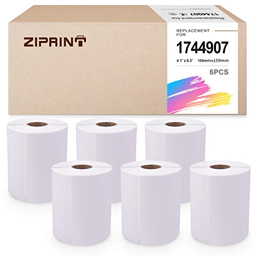 ZIPRINT 6 Rolls Dymo 1744907 White Large Shipping Label 4 x 6 inches Compatible with LabelWriter 4XL Dymo 4XL Printers