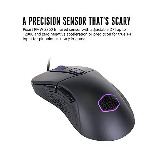 Cooler Master MM530 Mouse da gioco 'Ideale per le impugnature claw grip, Sensore Avago da 12000 DPI, 7 Pulsanti' SGM-4007-KLLW1