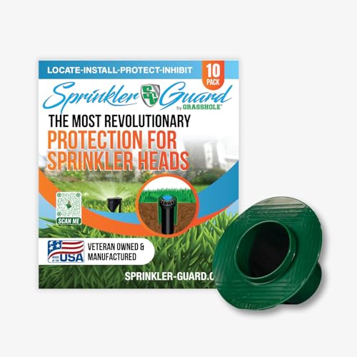 Sprinkler-Guard by GRASSHOLE - Patented Design Donut-Style Lawn Sprinkler Head Guard Protector to Prevent Damage from Mowers & Trimmers - Veteran Owned & Made in USA, 10 Pack