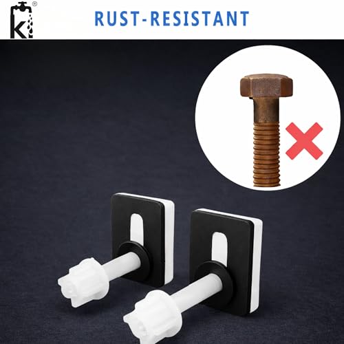 Image of KI Toilet Seat Cover Hinges Pair Parry Type Clamp Box Plastic WC Seat Fixing Kit Universal Hinge Replacement Bolt Set White Heavy Duty Bathroom Accessories Easy Install Premium Long Lasting Design