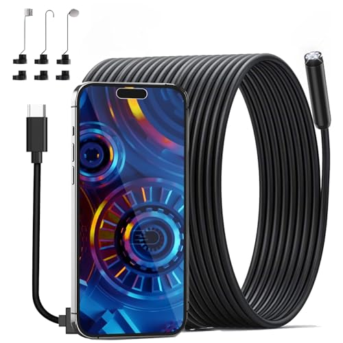 Endoskopkamera mit Licht 10M, 1080P HD Endoskop-Kamera Handy Wasserdichtes Ip67 Kein WLAN Erforderlich Inspektionskamera Kanal-Kamera Handy mit 8 LED Licht für Android & iOS, Tablet 32.8ft/10M