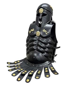 Greek Corinthian Helmet Medieval Roman Armor Spartan Costume W/Muscle Jacket