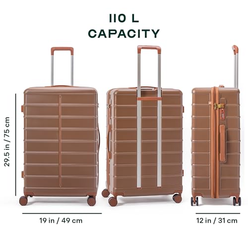 Image of Assembly Odyssey 28 Inch Large Check-in Trolley Bag Hard Shell Polycarbonate Suitcase Lightweight with TSA Lock 8 Spinner Wheels Brown