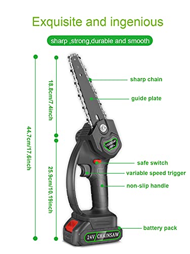 Pokzon Elektro Kettensäge 24V 6-Zoll-Akku-Kettensäge, 2AH-Akku und Ladegerät im Lieferumfang enthalten,2021 Verbesserte… – Bild 4
