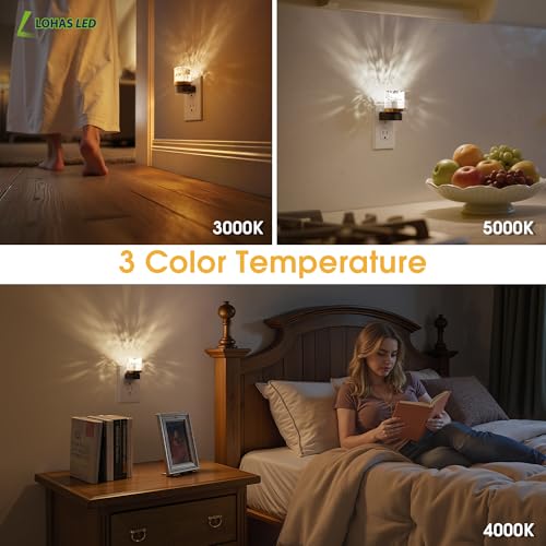 Image of L LOHAS Night Lights Plug into Wall, 2 Pack 3000K /4000k /5000KColor Changing Night Light, 3CCT Color Temperature Night Light, Dusk to Dawn Sensor for Hallway, Bathroom