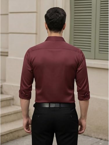 Image of DEELMO Combo of Men's Stylish Solid Satin Casual Shirt for Men Full Sleeves| Poly Satin Silk Shirt Pack of 2