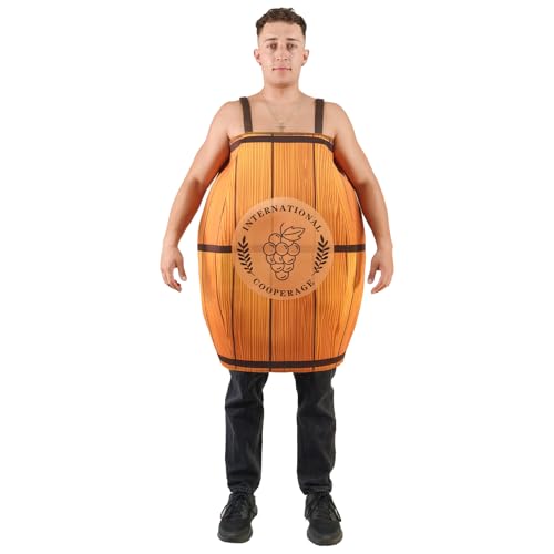 EraSpooky Herren Eichenweinfässer Kostüm 3D Bierfass Tunika lustige Oktoberfest Outfits für Erwachsene