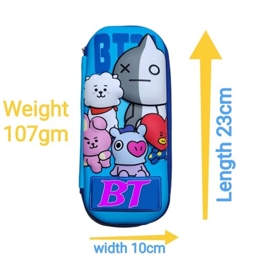 Image of EVA Large Capacity Stationery Box 3D Cartoon Pen Pencil case Multi-Compartment for School Students with Zip Closure -Best Birthday Gift for Girls, Boys & Kids (BT Blue)