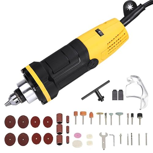 VOTOER 500W Electric Mini Die Drill Grinder Carver Set Power Rotary Tool, Adjustable 6 Step Variable Speed, 31000 RPM, with Removable Transparent Safety Guard