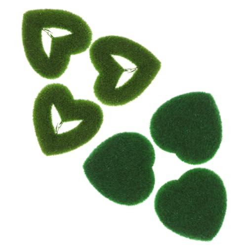 KALLORY 6pcs Heart Shape Plant Pot Moss Bonsai Decor DIY Plant Topiary Bonsai for Wedding Decor Decorative Moss for Home