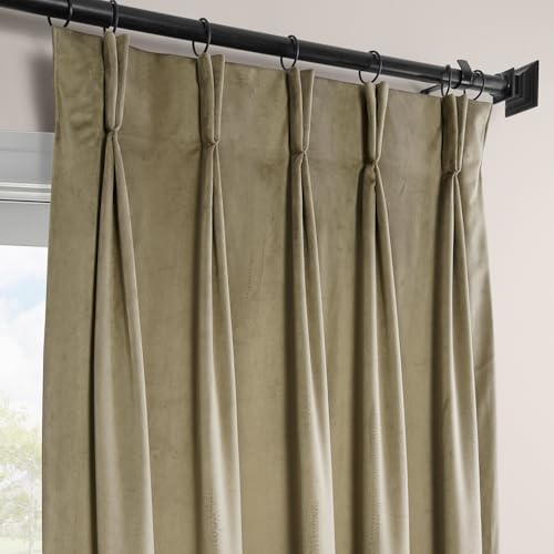 Image of HPD Half Price Drapes Signature Velvet Thermal Blackout Curtains for Living Room 84 Inches Long (1 Panel) Pinch Pleated Insulated Curtains for Bedroom 25W x 84L, Denver Taupe