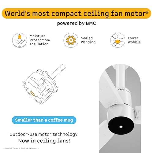 Image of atomberg Razon 1200mm BLDC Ceiling Fan with Remote | World's Smallest Motor Powered by BMC | Advance Air+ Technology | BEE 5 star Rated | Low Noise | Sleek Design | 3 Year Warranty (GLOSS WHITE)