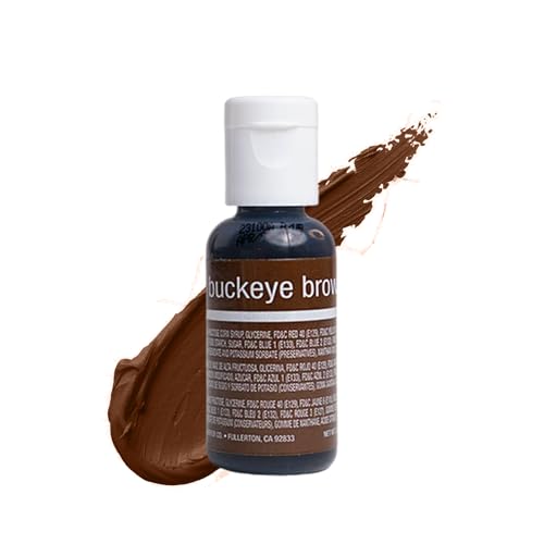 Chefmaster Buckeye Brown Liqua-Gel® Food Coloring | Vibrant Color | Professional-Grade Dye for Icing, Frosting, Fondant | Baking & Decorating | Fade-Resistant | Easy-to-Use | Made in USA | 0.70 oz