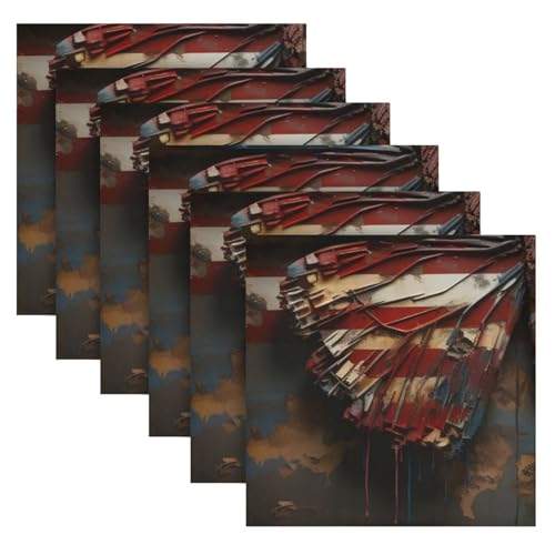 Servilletas de Tela Mariposa con Bandera Americana x6 miniatura 2