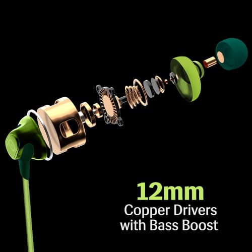 Image of Lava Probuds E1c in Ear Earphone | 12mm Bass Boosted Copper Driver with Pocket Comfy C Type Jack with Wire Protector | Dual Tone Stylish Design | in-Built Mic | IPX4 Water Resistant (Green)
