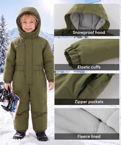 Image of Hiheart Boys Girls One Piece Snowsuit Waterproof Ski Snowboard Coverall
