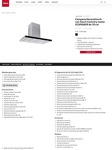 Teka-Campana-Extractora-Touch-Control-y-Motor-ECOPOWER-Modelo-DLH-786-Cristal-Negro-Acero-Inoxidable-67-x-90-x-48-cm