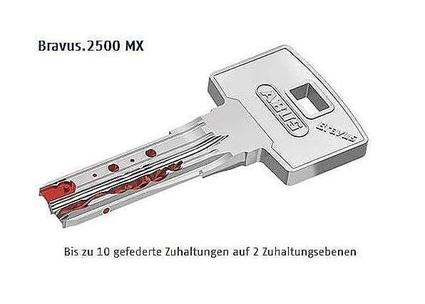 Knaufzylinder für ABUS Bravus.2500 MX Magnettechnik mit Sicherheitskarte und 3 Sicherheitsschlüssel und Notfallfunktion (K) (30/30K)