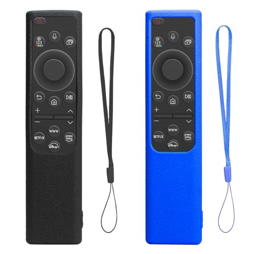 Paquete de 2 Fundas de Control Remoto para Samsung Smart Solar Cell Remote 2021 2022 BN59-01357 BN59-01385 BN59-01265A, Funda de Silicona Antideslizante a Prueba de Golpes （Azul Marino+Negro）