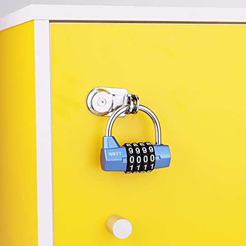 Image of 4 Digit Combination Lock, Blue, Portable, 2 inch Wide Lock Body, 5 /16 inch Shackle, Provides Protection and Security