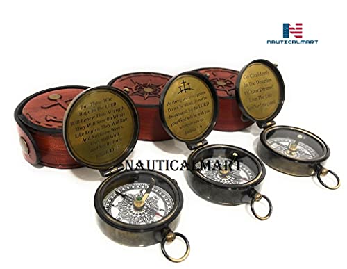 Brújula de latón con estuche de cuero miniatura 4