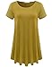 JollieLovin Women's Short Sleeve Loose Fit Flare Hem T Shirt Tunic Top (Yellow, 3X)