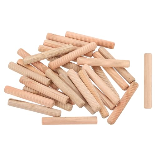 sourcing map Lot de 20 chevilles en bois cannelé avec extrémités biseautées pour meubles, loisirs créatifs - 10 mm x 80 mm