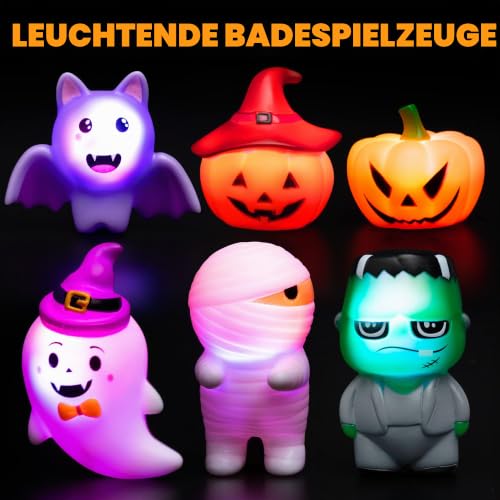 JOYIN 6 Stück beleuchtetes Halloween Badespielzeug, Halloween Blinkendes LED Licht Spielzeug, Schwimmendes Badewannenspielzeug für Babys… – Ansicht 4