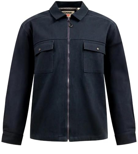 Image of D555 CLEVELEY Long Sleeve Heavy Shacket Overshirt For Men in Dark Navy, 4XL