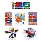 FIFA World Cup 26 Officially Licensed Stickers Pack, 6 PCS Vinyl Waterproof Decals for Car Windows, Water Bottles, Laptops, Scrapbooking, FIFA World Cup Party Decorations for Soccer Fans