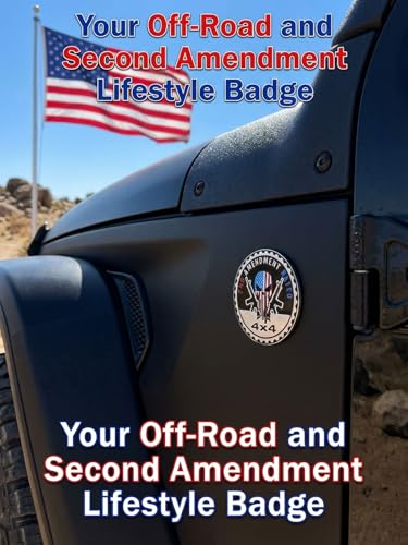 Image of 2 PCS Car Emblem, 4 x 4 Metal Automotive Badge, 3D Round Metal Car Badges Emblems, Car Badge Decals Stickers Compatible with Jeep Wrangler Vehicles Trucks SUV RV (2NG Amendment)