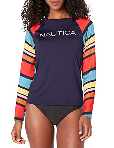 Nautica Women s Standard Long Sleeve Rashguard, Newport Stripe, X-Large
