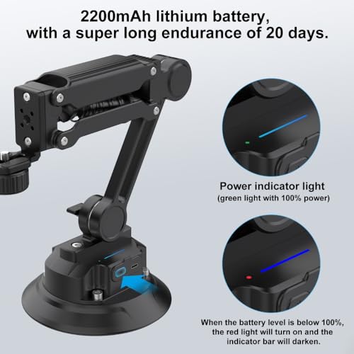 Image of yantralay Electric Suction Cup Camera Mount with Z-Spring Shock Absorber Arm | Compatible with Insta 360 /X5 /X4, D JI Os mo Action 6 /5 /4, Go pro Hero 13 /12 | Action Camera Accessories