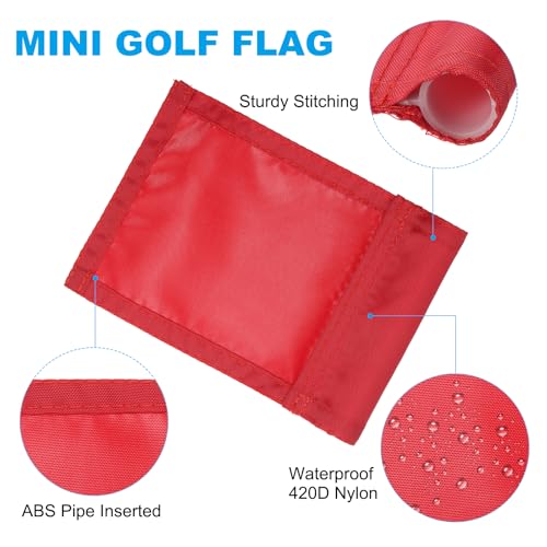PATIKIL 7 x 5 Zoll Golf Flagge, 6 Stück 420D Nylon Mini Garten Pin Flaggen Tragbare Zielflagge mit Röhre für den Außen- und Innenbereich, Rot