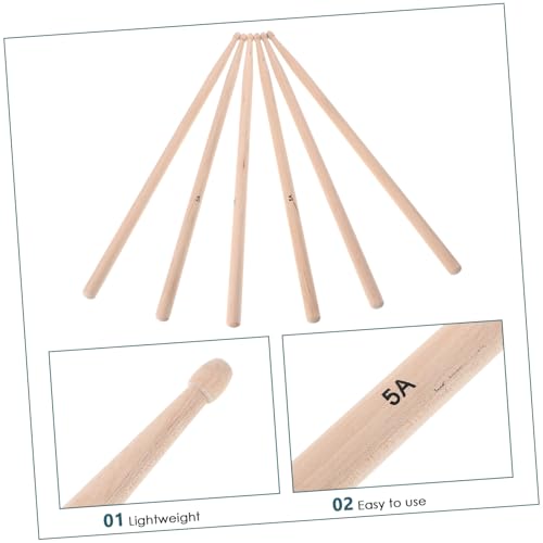 Baquetas Kisangel de madera de arce, 3 pares, tamaño 5A, para batería, electrónica y jazz, diseño ergonómico miniatura 3
