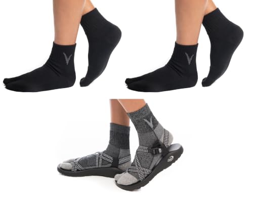 Image of V-TOE SOCKS Wool Blend Flip-Flop Tabi Hiking Athletic Or Casual Breathable Split-Toe Socks
