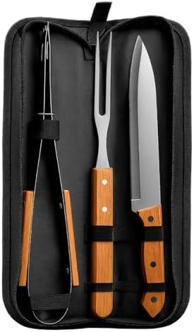 Kit de Churrasco para Churasqueiro - Conjunto 3 Peças em Aço Inox...