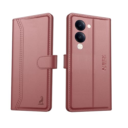 Image of AIBEX Compatible for Vivo T4 Lite 5G / iQOO Z10 Lite 5G / Vivo Y19 5G / Vivo Y19e Flip Cover Leather Finish | Inside TPU with Card Pockets | Wallet Stand | Complete Protection Flip Case -Brown
